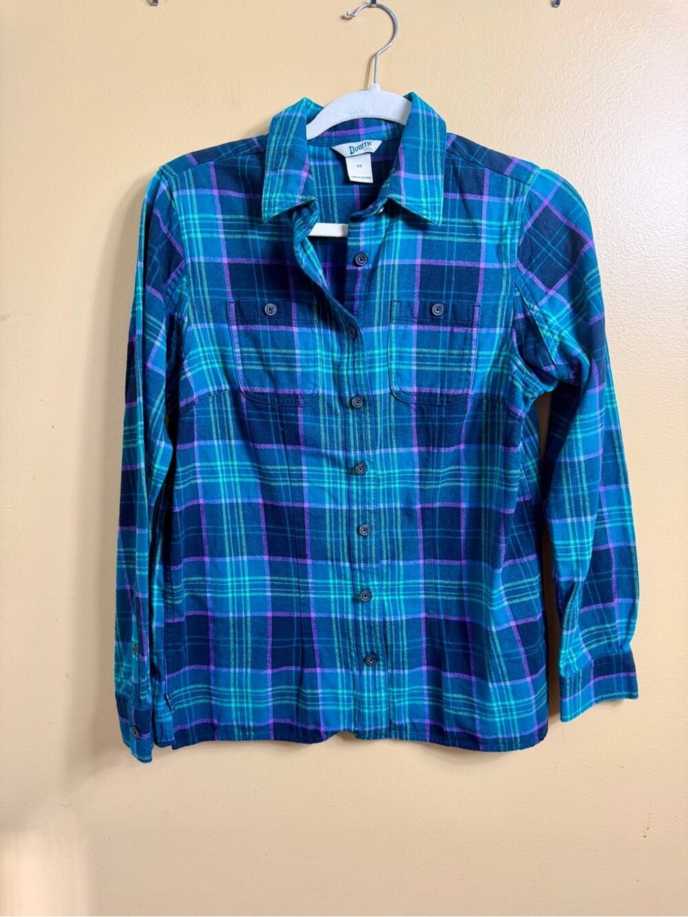 Duluth trading company blue flannel button-down. XS